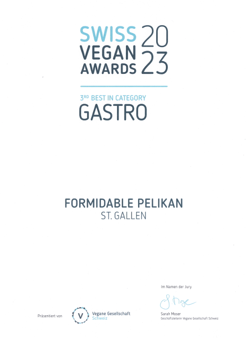 Swiss Vegan Award 2023 – 3rd Best in Category Gastro